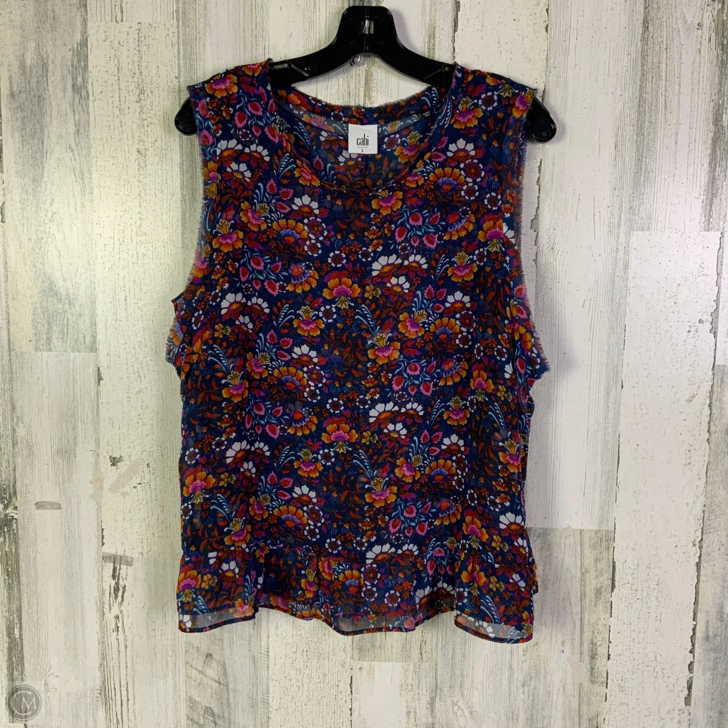 Blouse Sleeveless By Cabi In Blue & Pink, Size: L