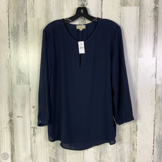 Blouse 3/4 Sleeve By Loft In Navy, Size: L