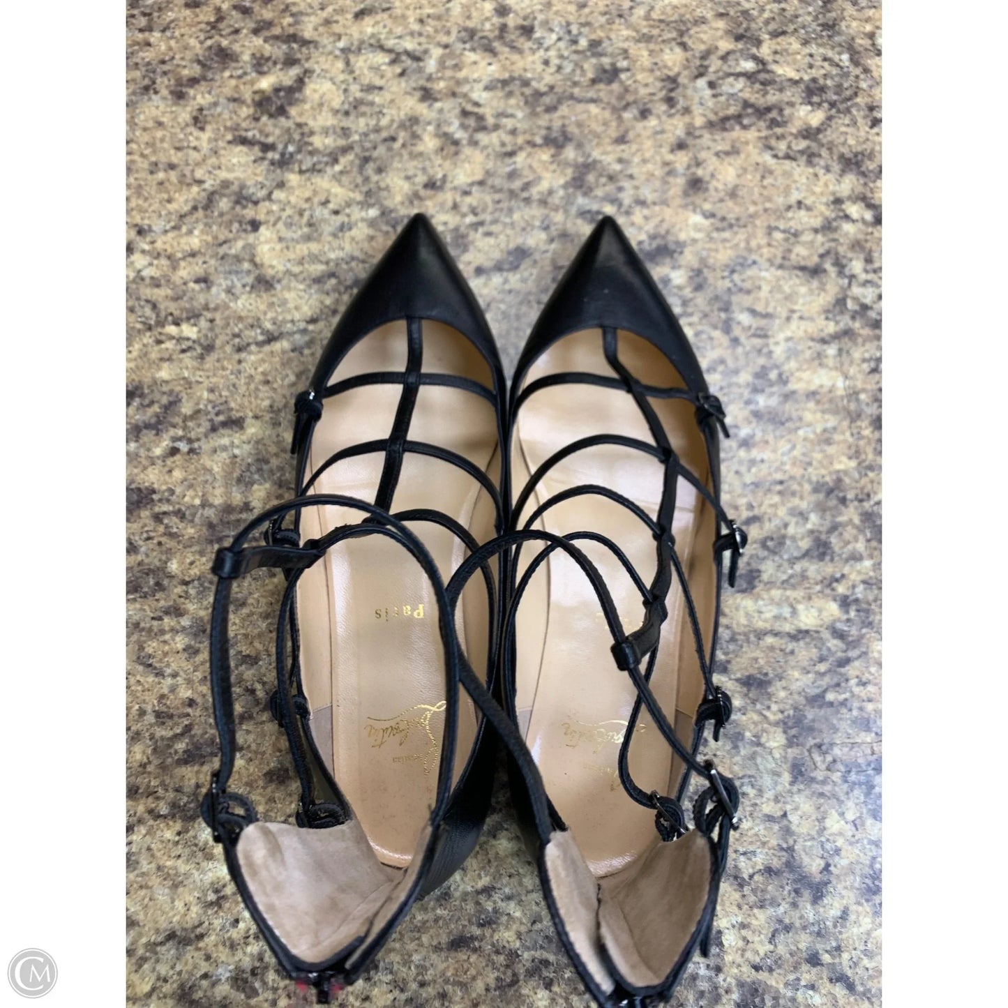 Shoes Luxury Designer By Christian Louboutin In Black, Size: 10