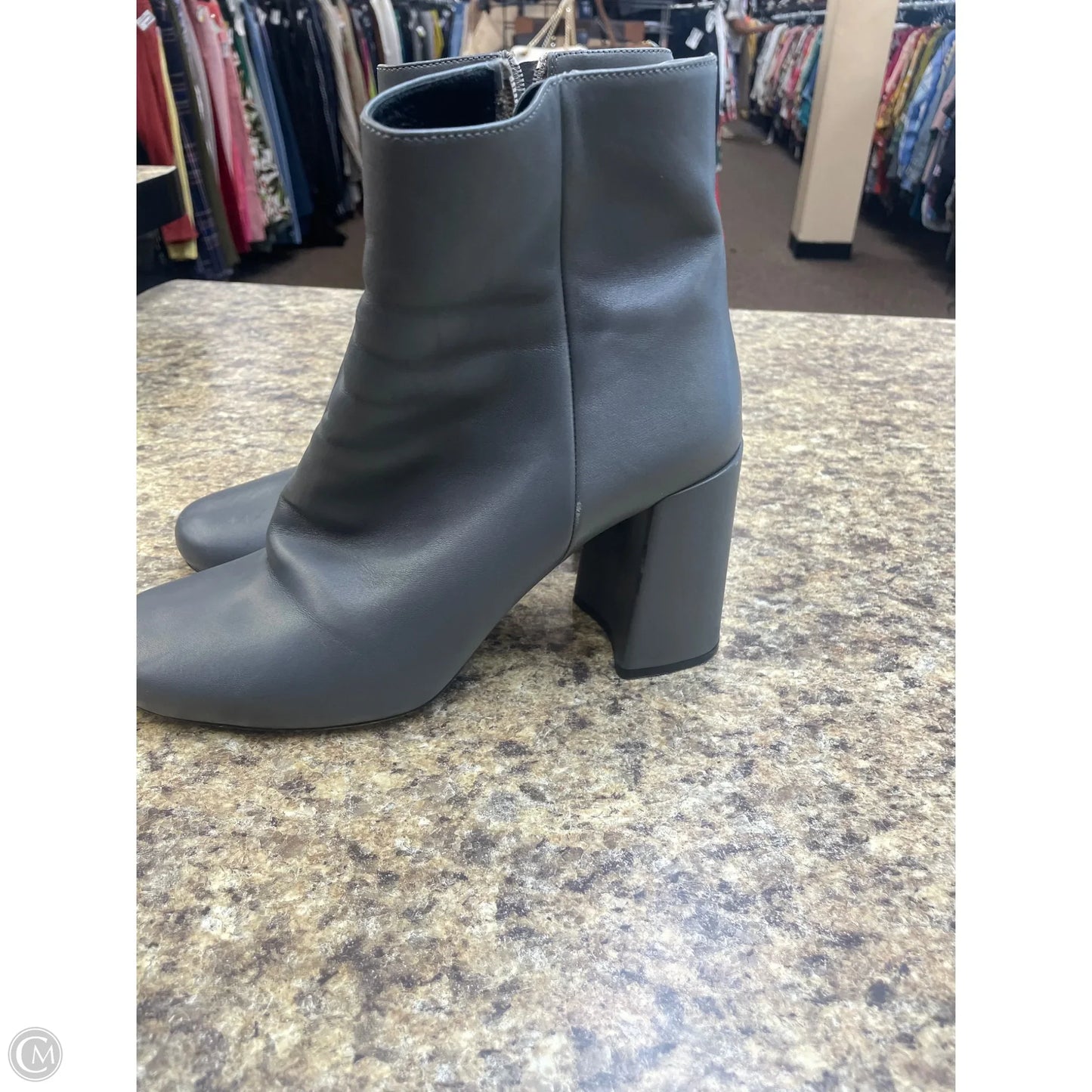 Boots Luxury Designer By Prada In Grey, Size: 10