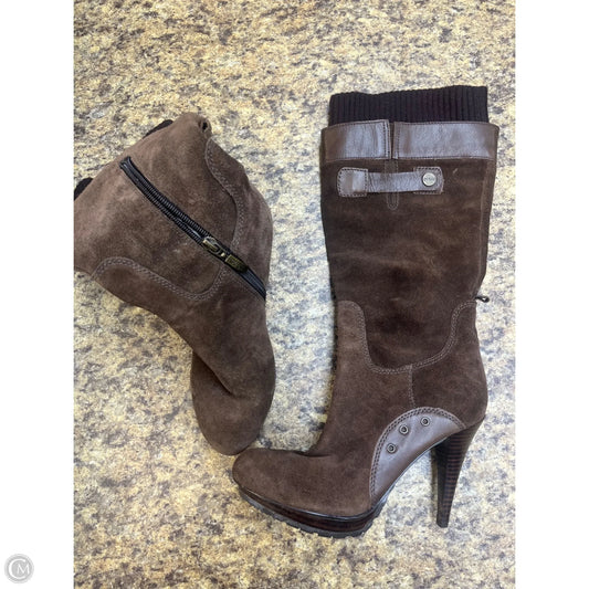 Boots Knee Heels By Guess In Brown, Size: 7.5