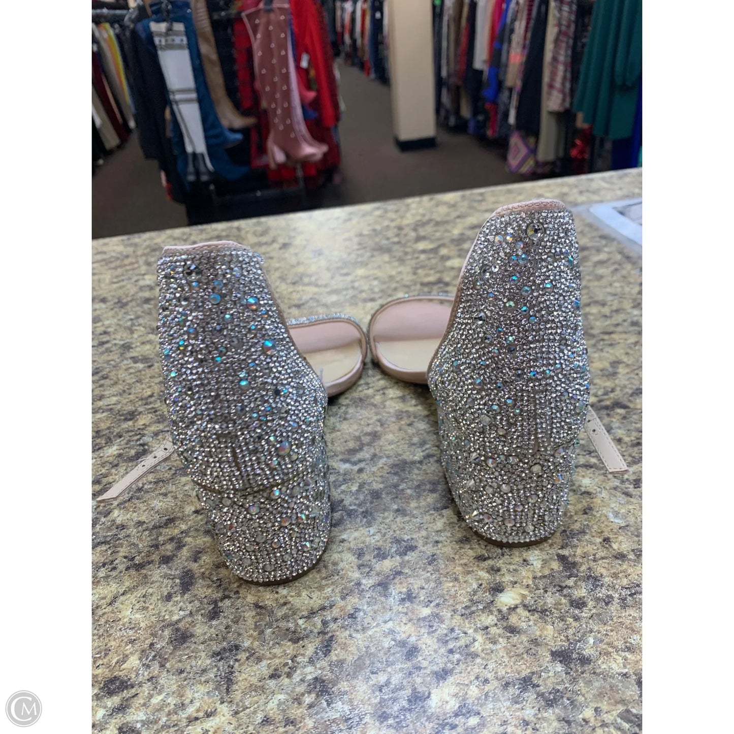 Shoes Heels Block By Betsey Johnson In Cream & Silver, Size: 9