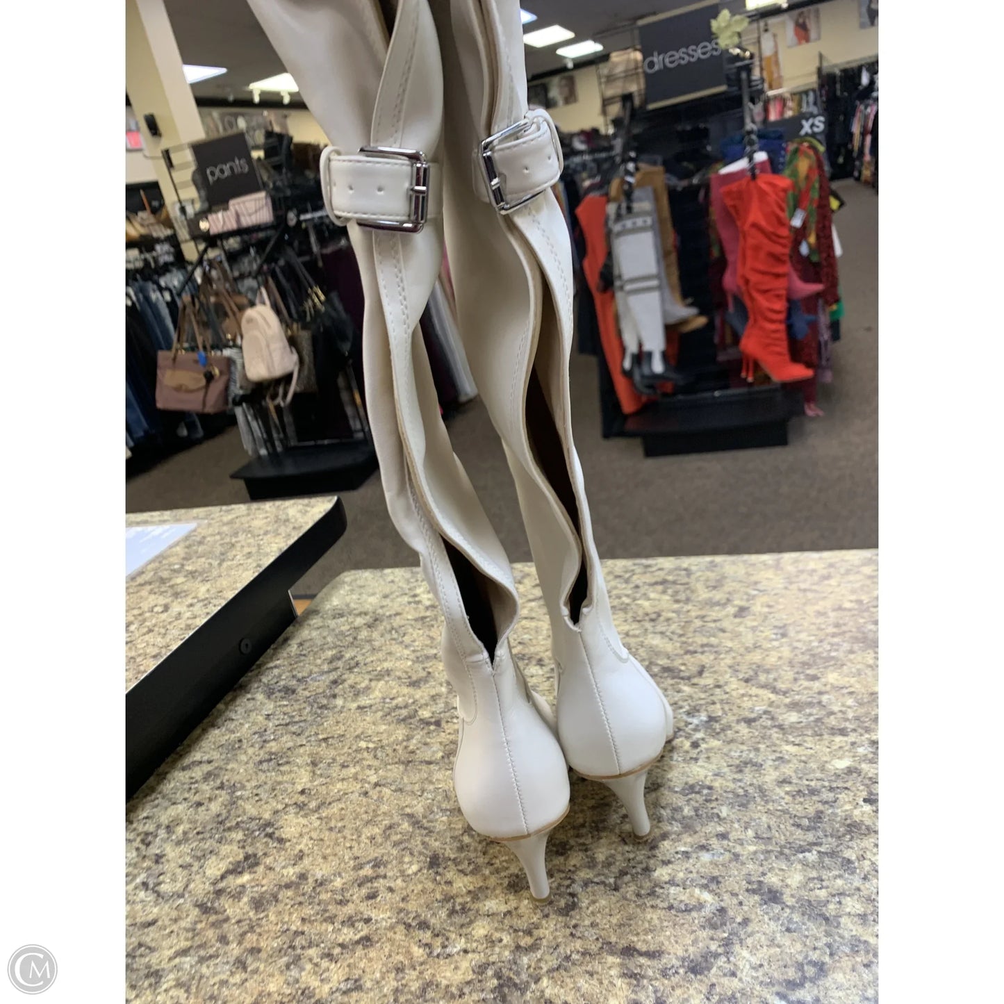 Boots Over-the-knee Heels By Azalea Wang In White, Size: 9