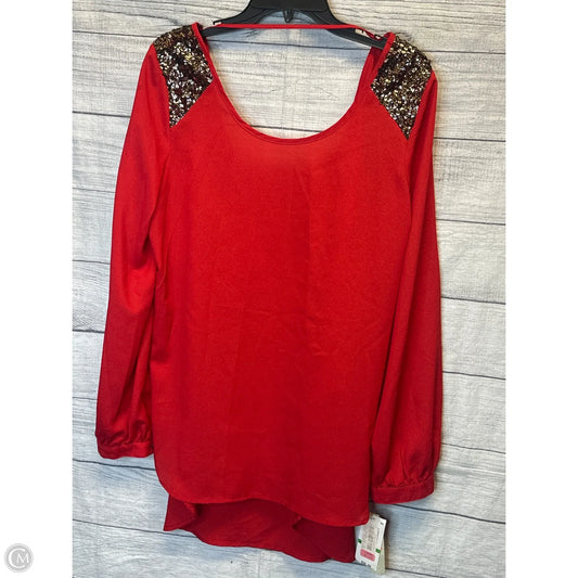 Top Long Sleeve By Cmf In Red, Size: L