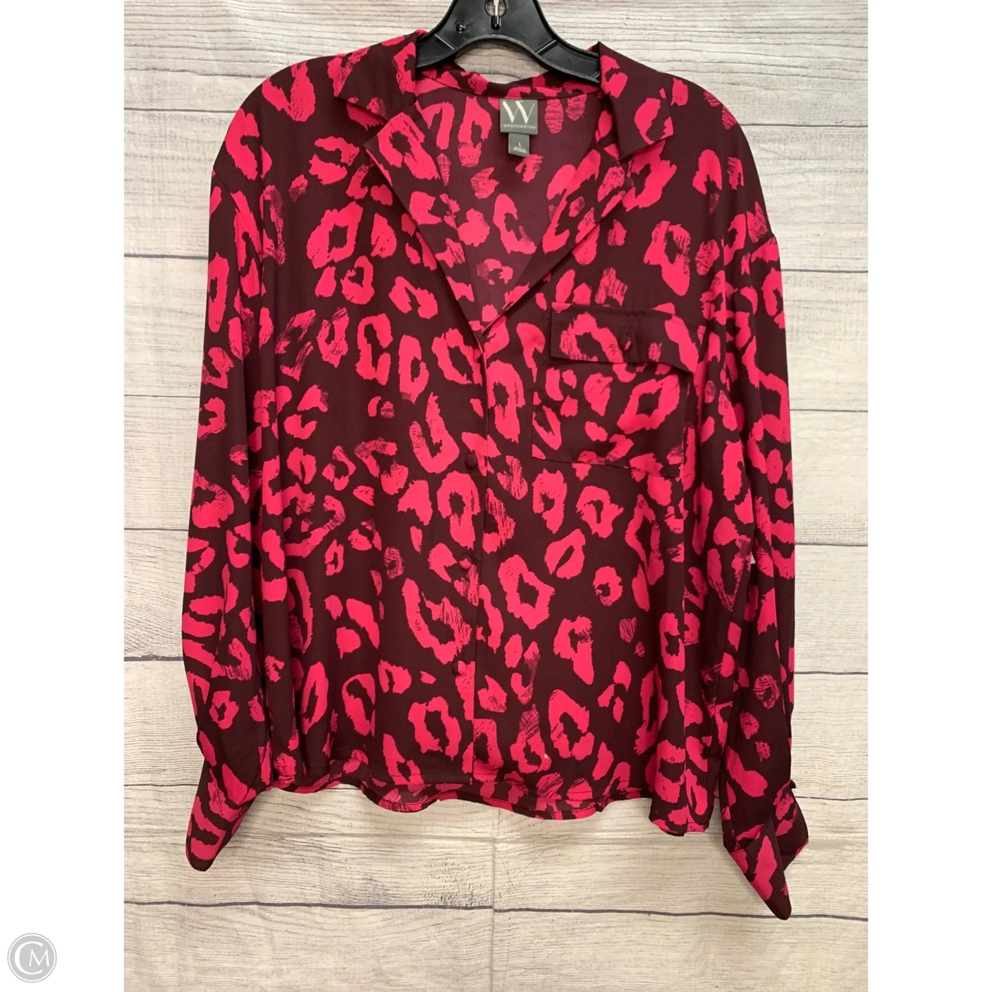 Top Long Sleeve Basic By Worthington In Animal Print, Size: L