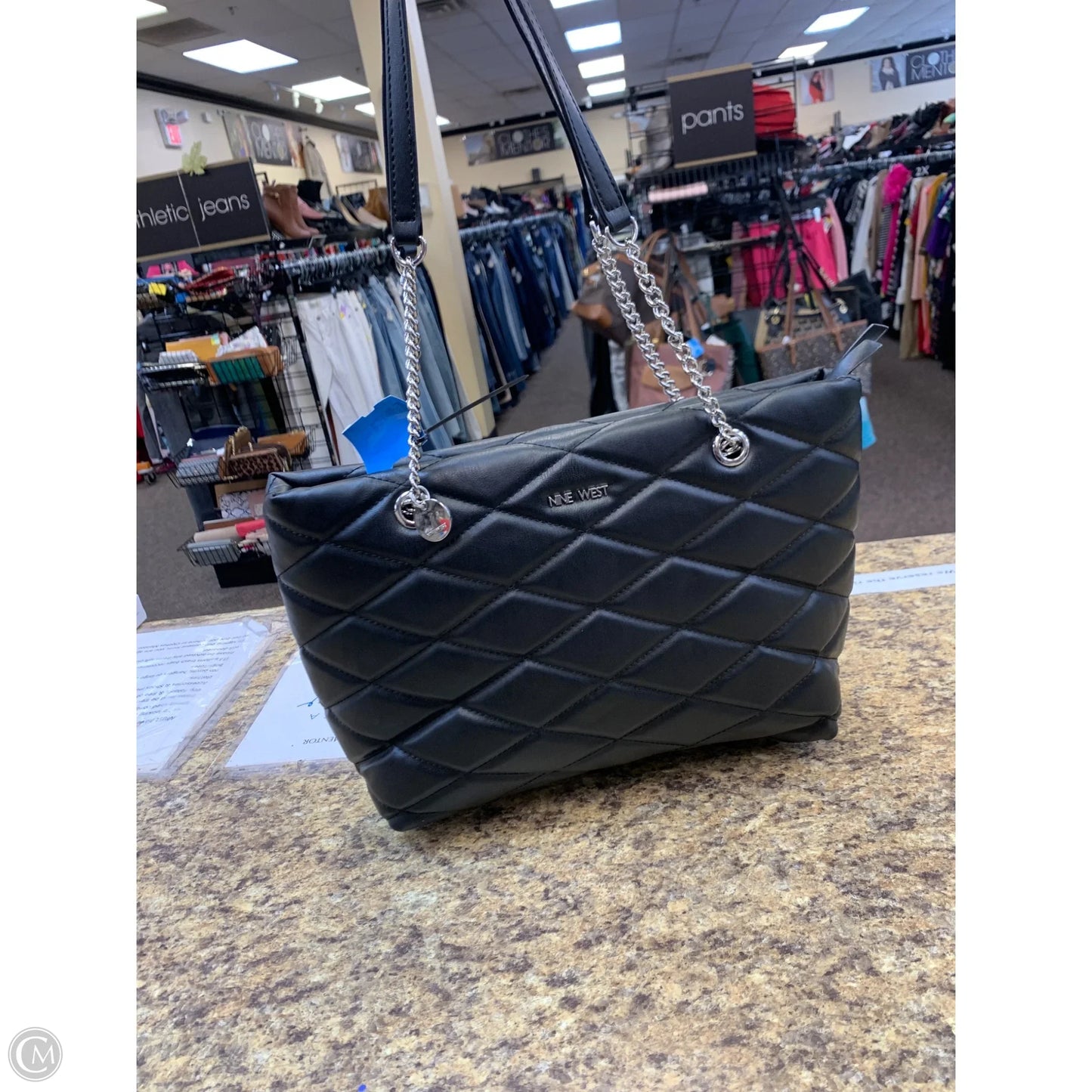 Tote Leather By Nine West, Size: Large