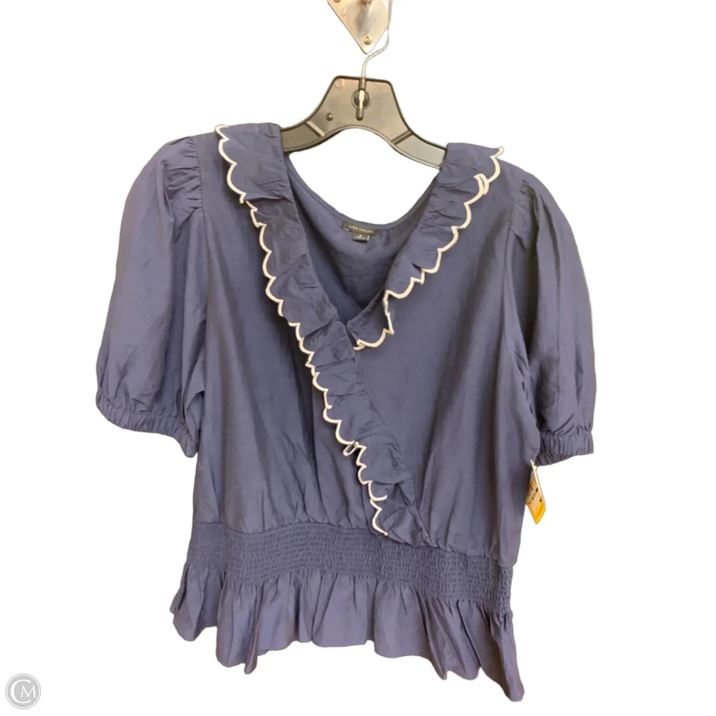 Top Short Sleeve By Ann Taylor In Navy, Size: M