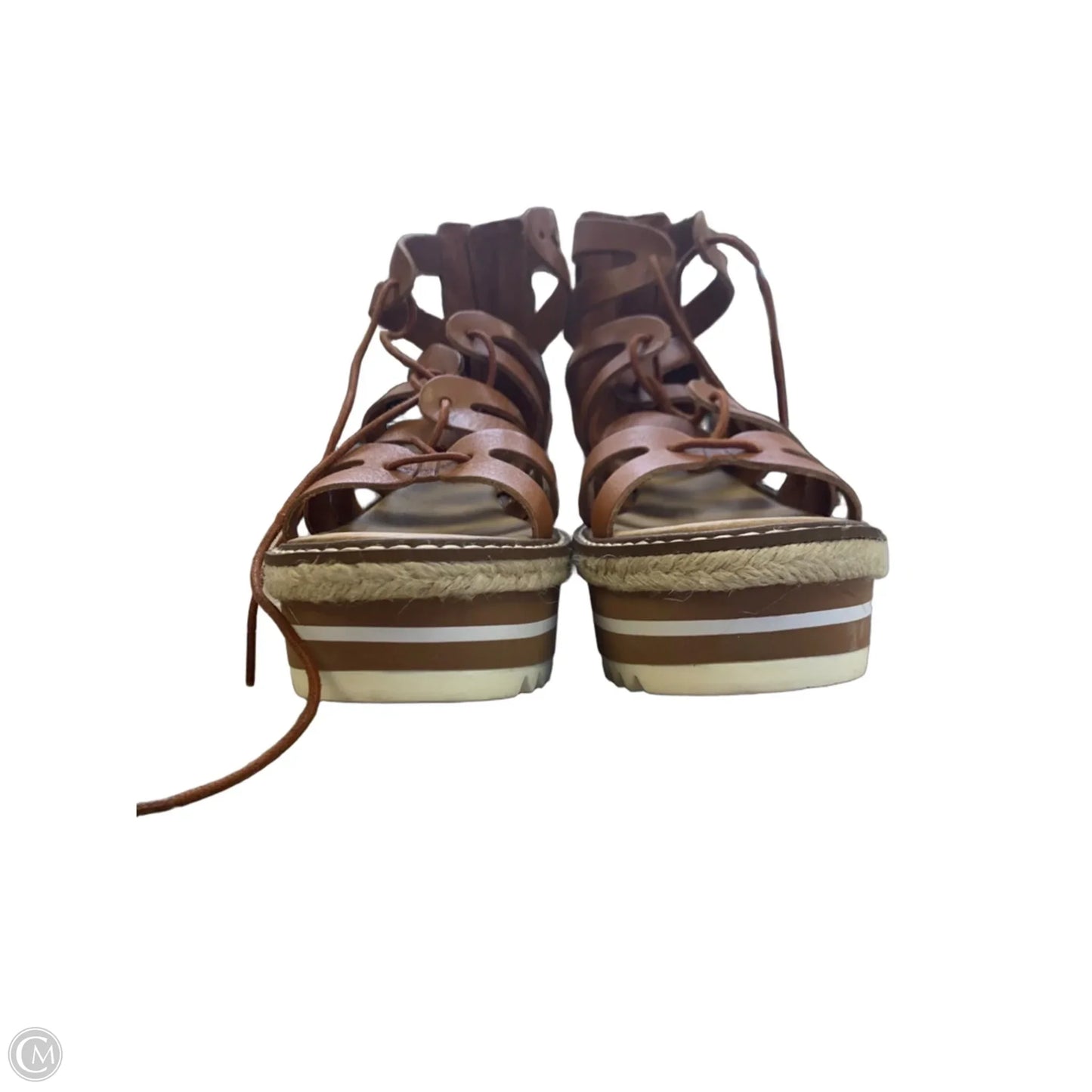 Shoes Heels Wedge By Gb In Bronze, Size: 8