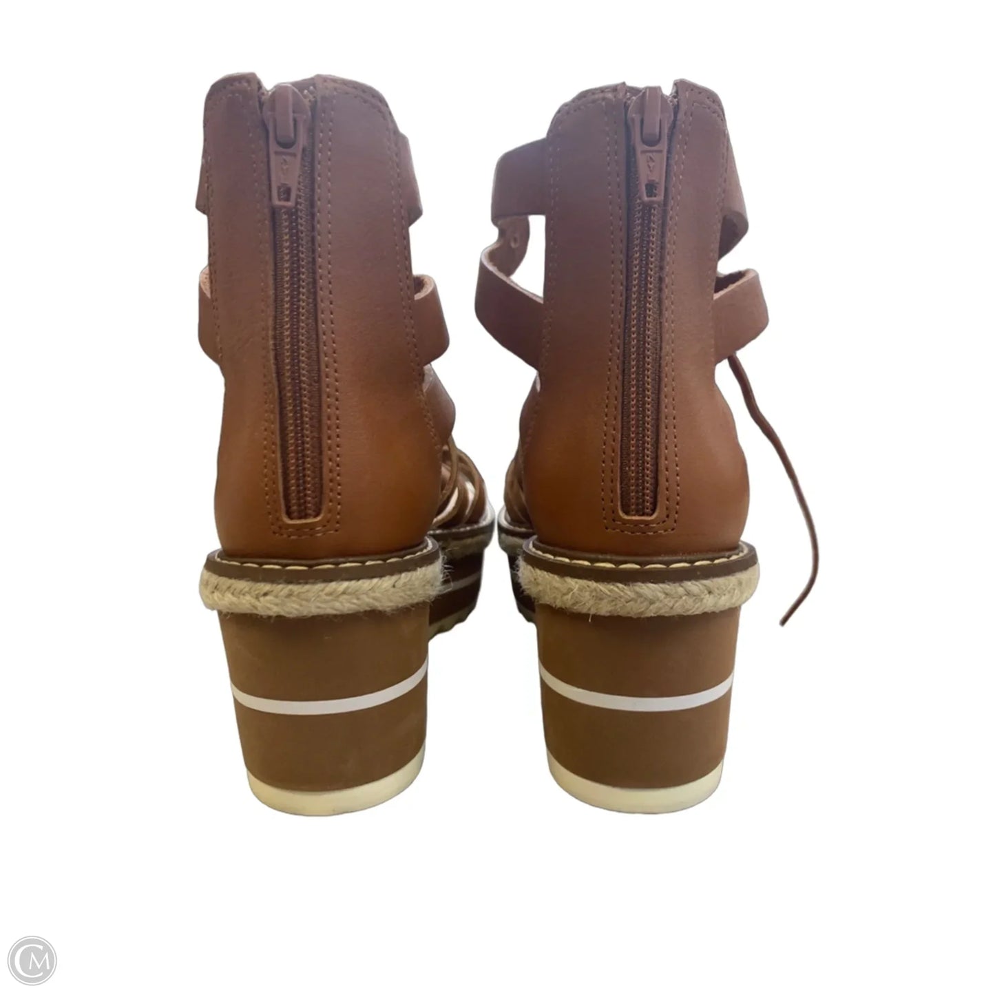 Shoes Heels Wedge By Gb In Bronze, Size: 8
