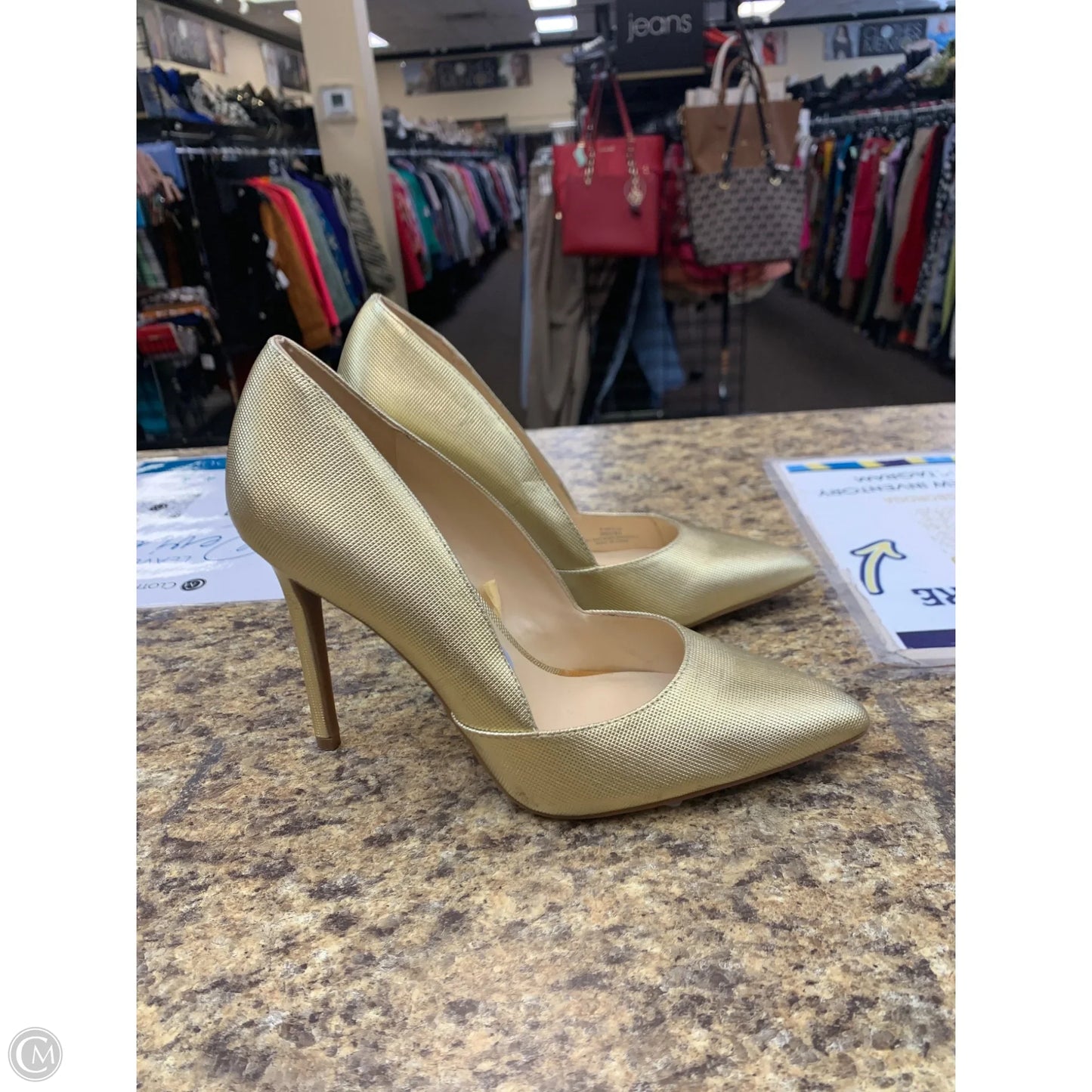 Shoes Heels Stiletto By Jessica Simpson In Gold, Size: 9