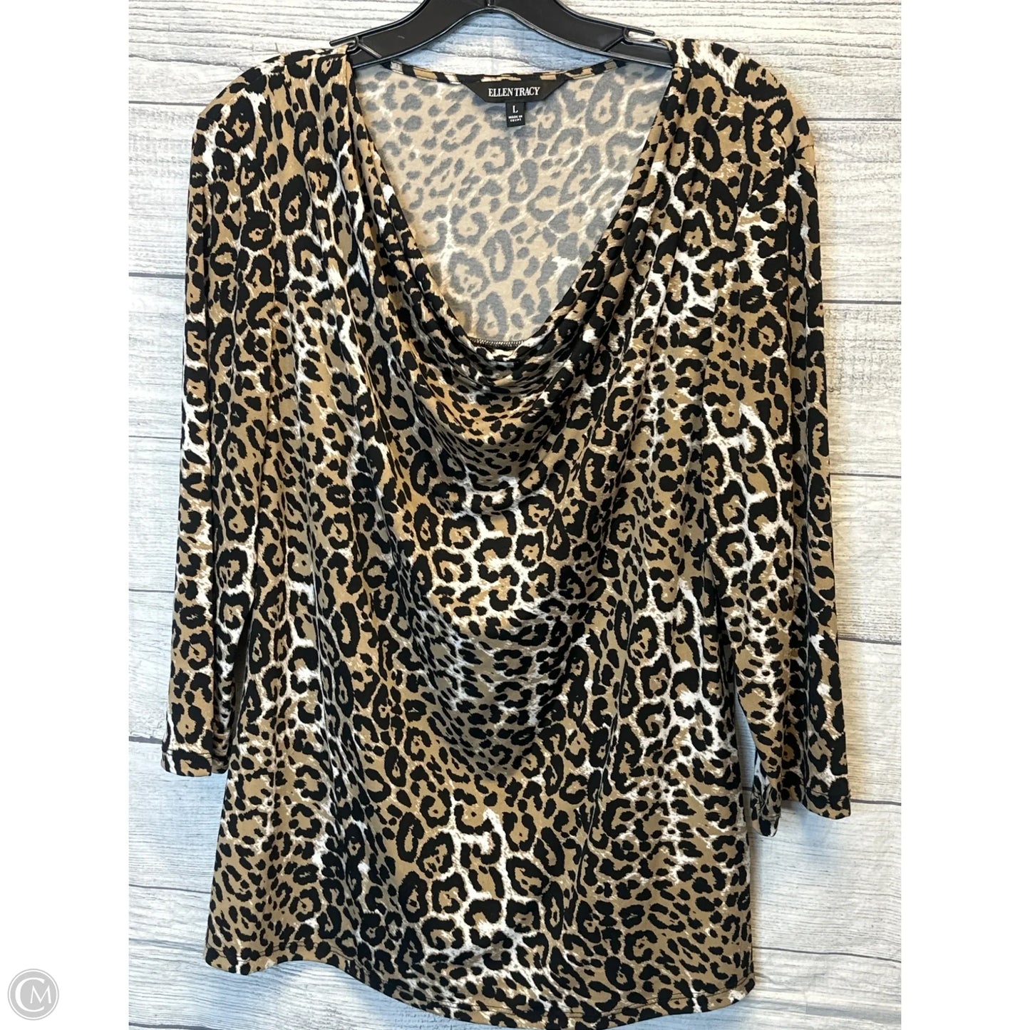 Top Long Sleeve By Ellen Tracy In Animal Print, Size: L