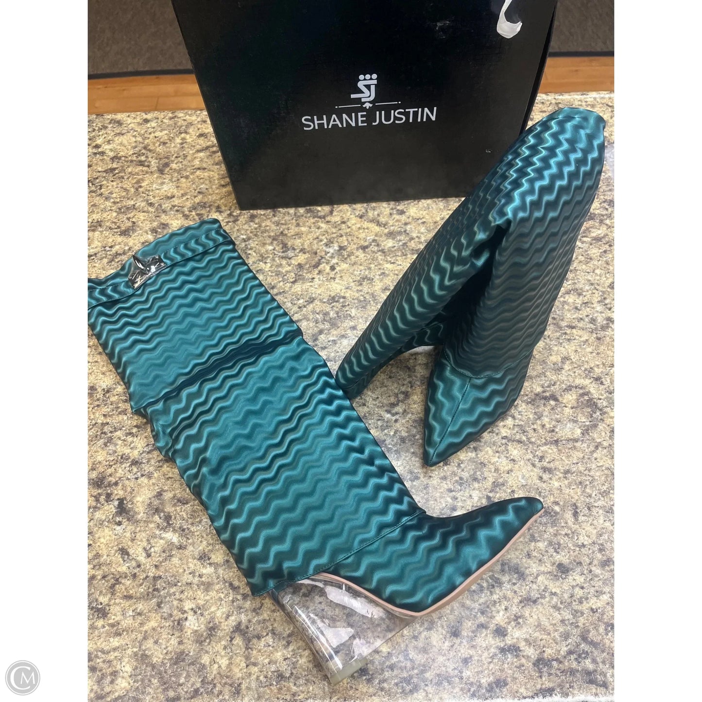 Boots Mid-calf Heels By Clothes Mentor In Green, Size: 7