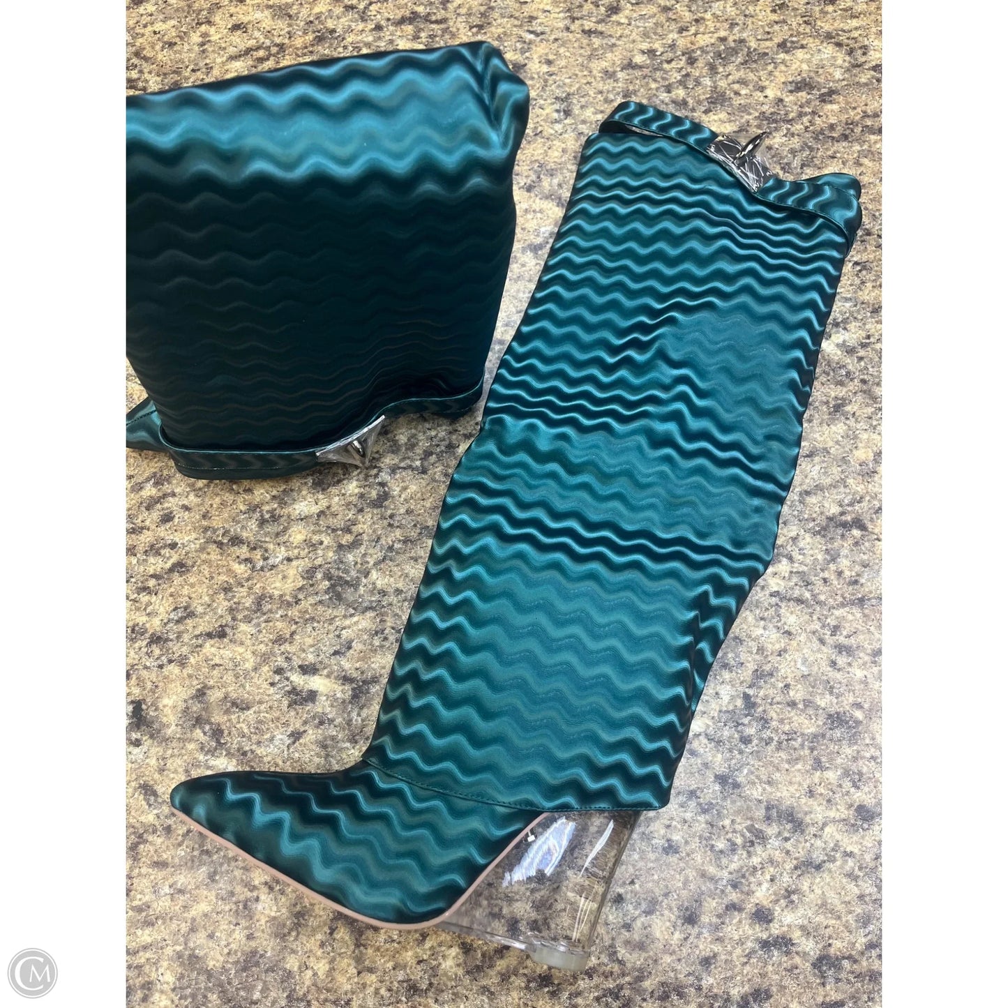 Boots Mid-calf Heels By Clothes Mentor In Green, Size: 7