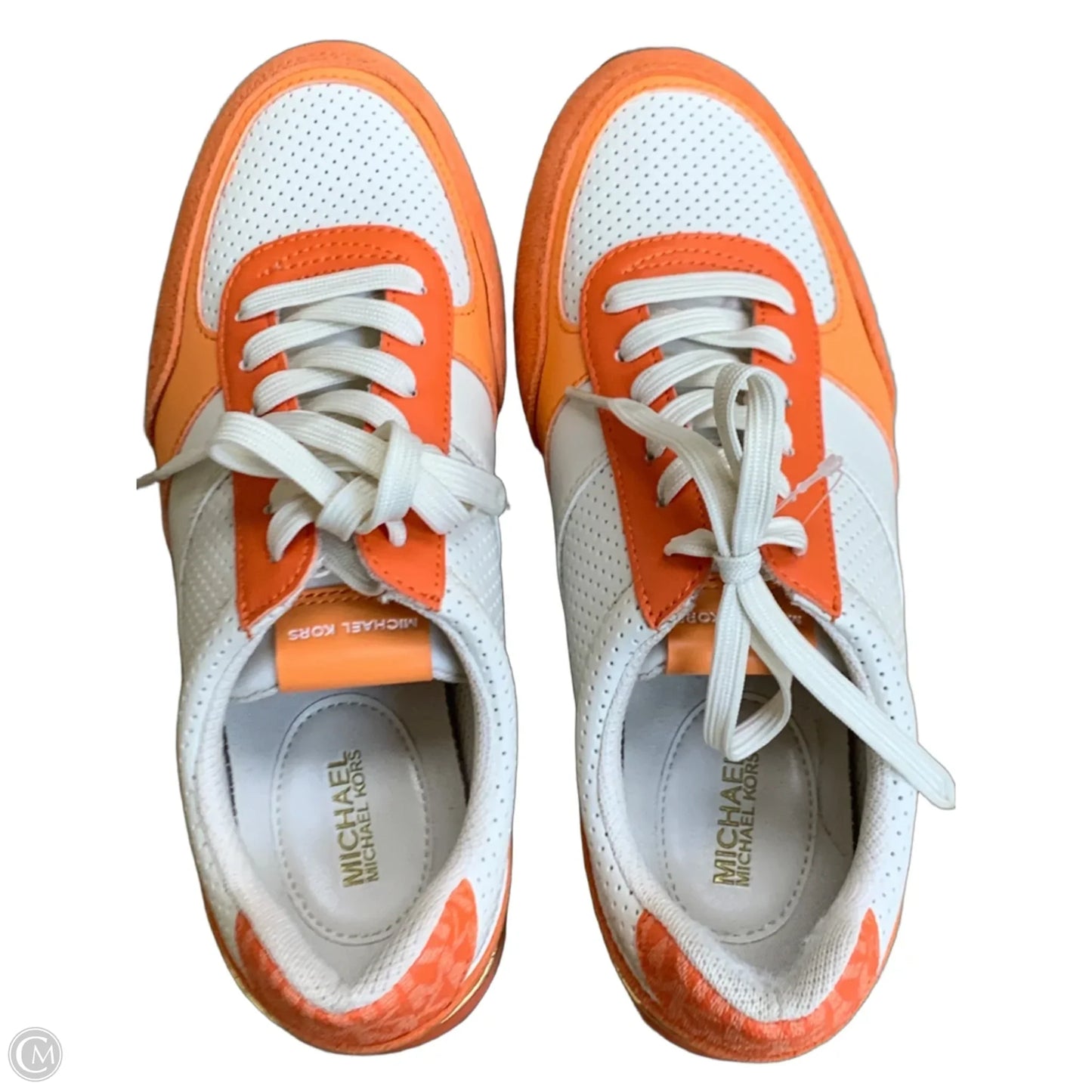 Shoes Sneakers By Michael By Michael Kors In Orange & White, Size: 8