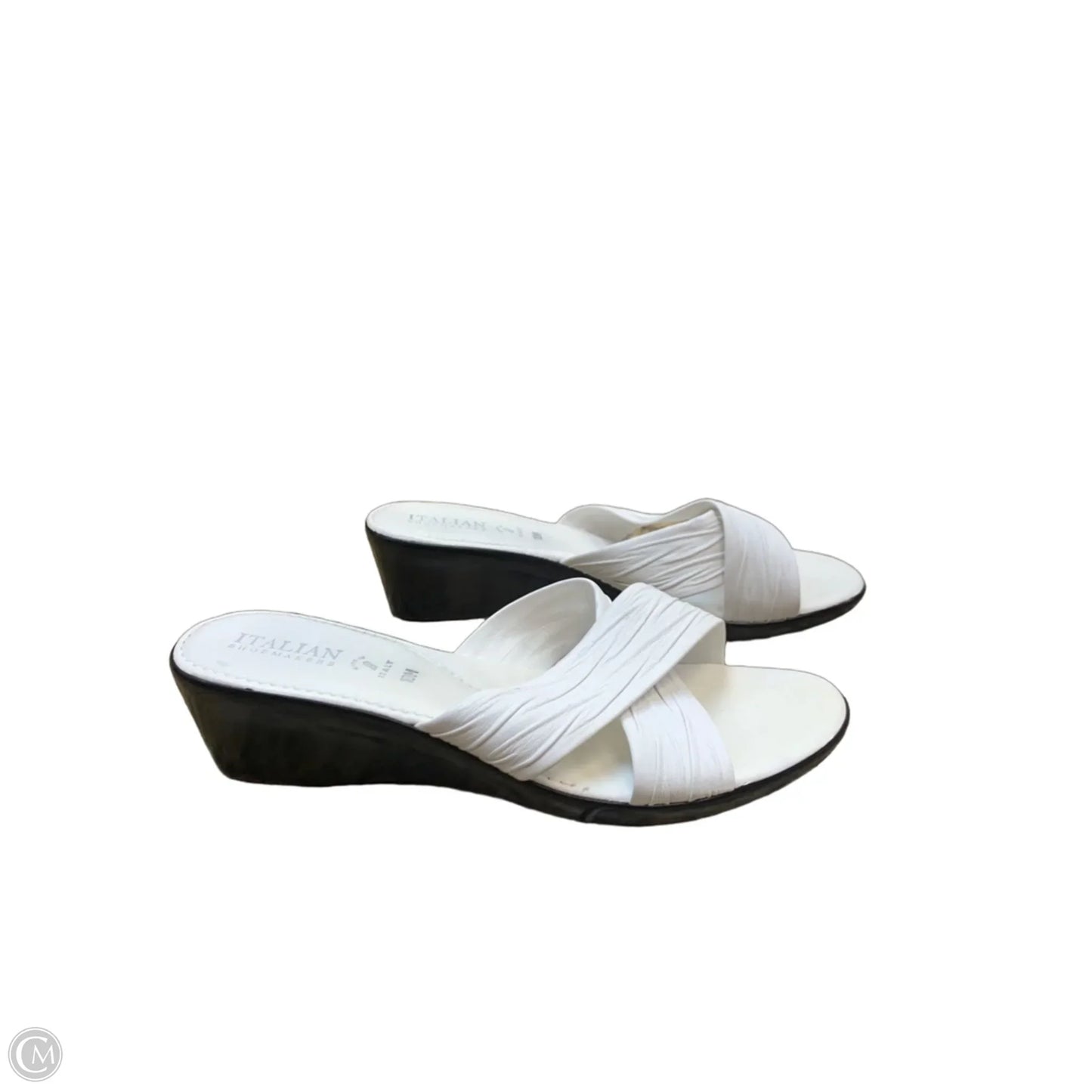 Sandals Heels Wedge By Italian Shoemakers In White, Size: 10