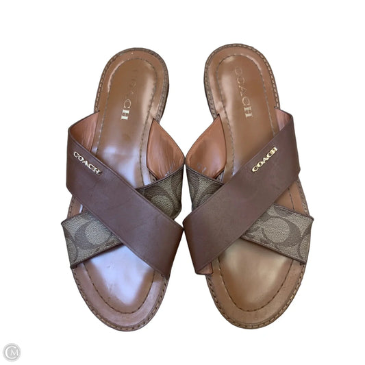 Sandals Designer By Coach In Brown, Size: 9.5