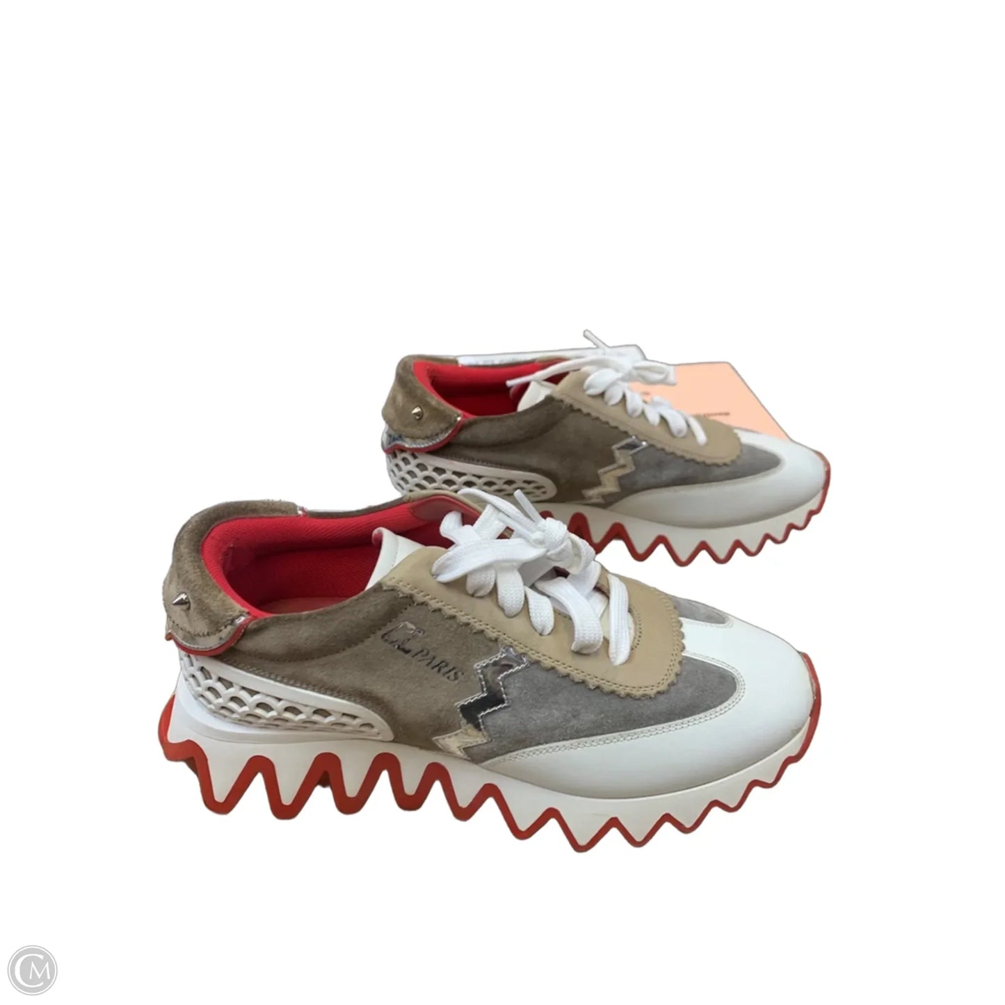 Shoes Luxury Designer By Christian Louboutin In Taupe, Size: 8