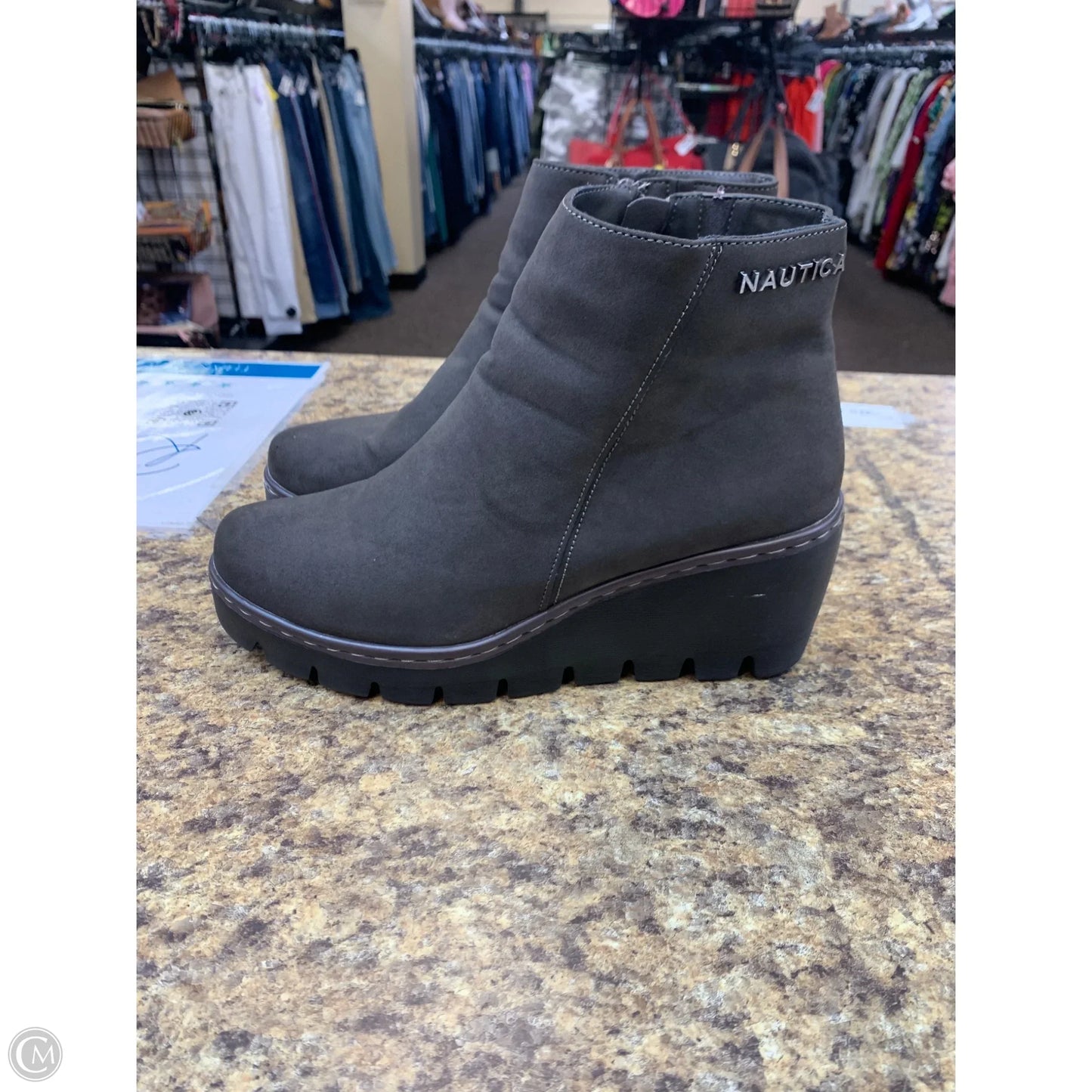 Boots Ankle Heels By Nautica In Grey, Size: 8.5