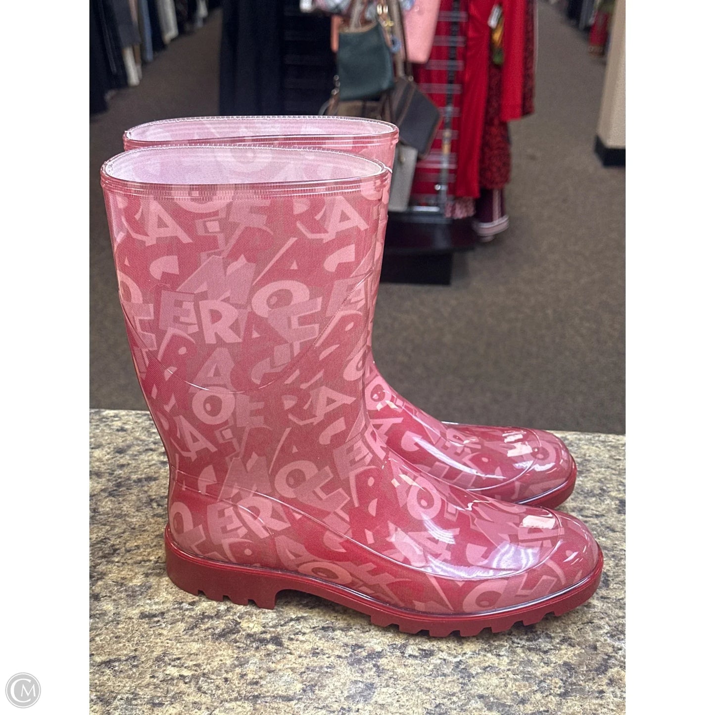 Boots Luxury Designer By Ferragamo In Red, Size: 10