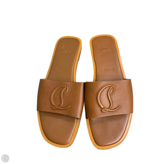 Shoes Luxury Designer By Christian Louboutin In Brown, Size: 8.5