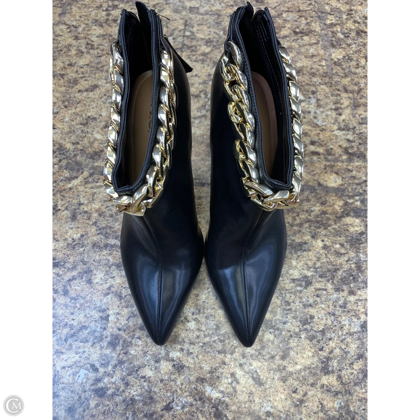 Boots Ankle Heels By Inc In Black & Gold, Size: 8.5