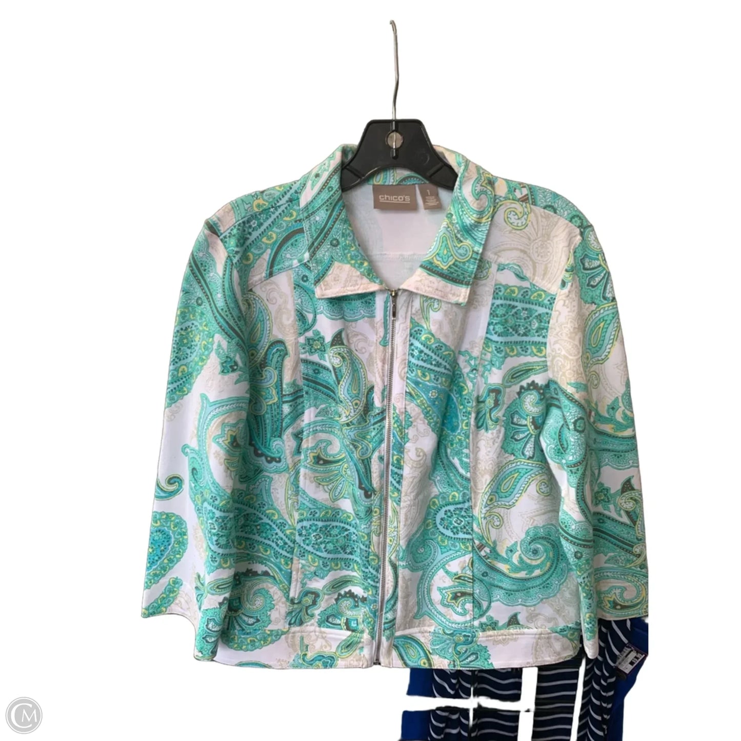 Jacket Shirt By Chicos In Teal, Size: 1x