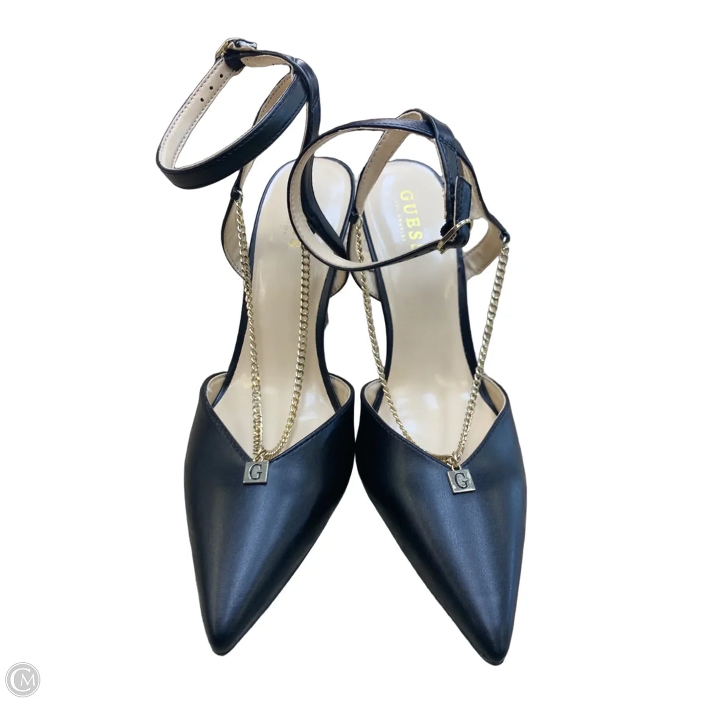 Shoes Heels Stiletto By Guess In Black & Gold, Size: 11