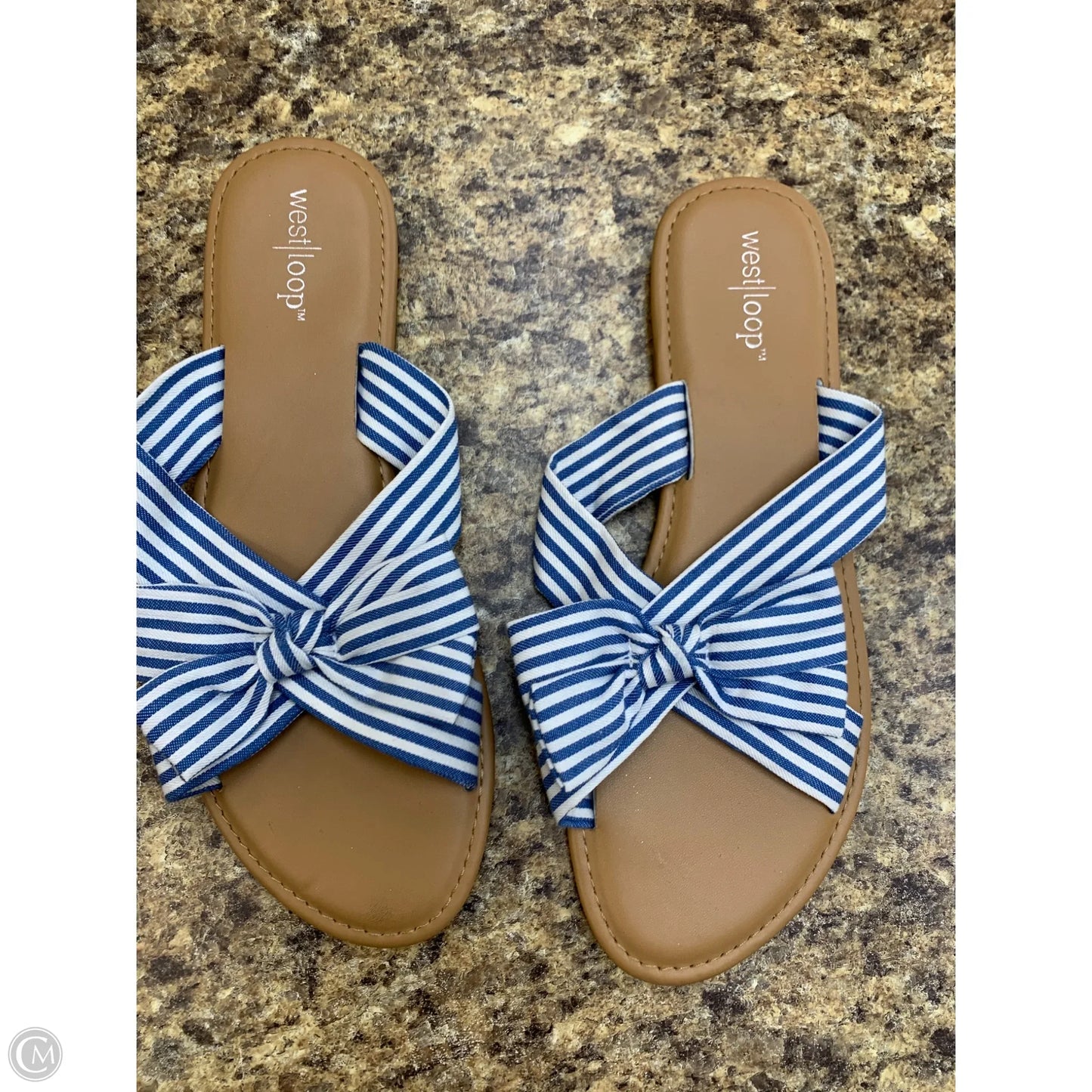 Sandals Flats By Cmf In Blue & White, Size: 9