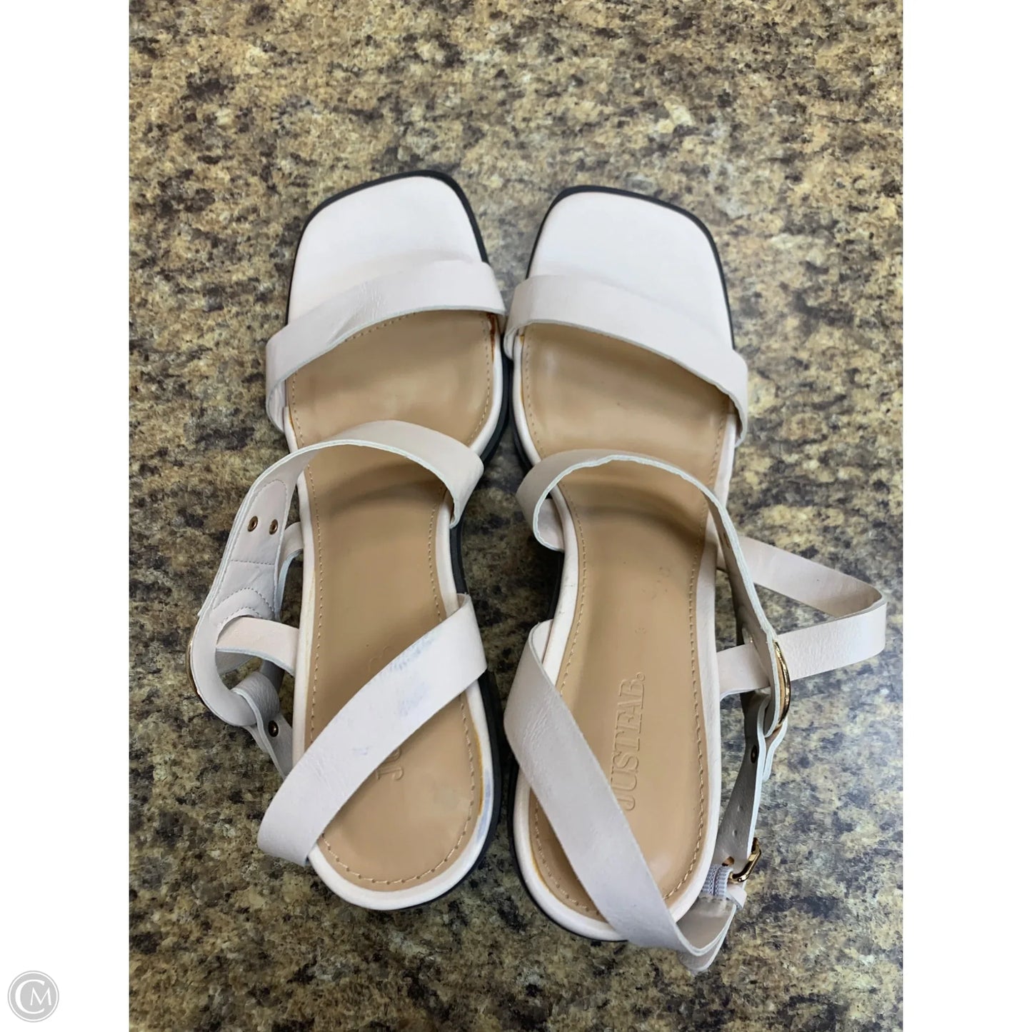 Sandals Heels Block By Just Fab In Ivory, Size: 12