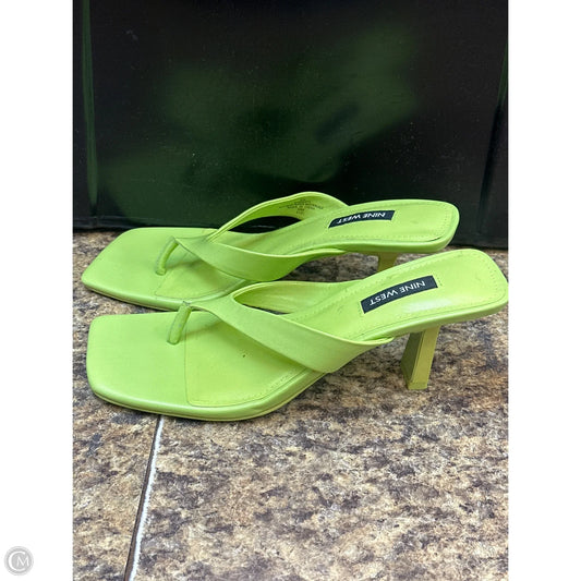 Sandals Heels Kitten By Nine West In Chartreuse, Size: 8