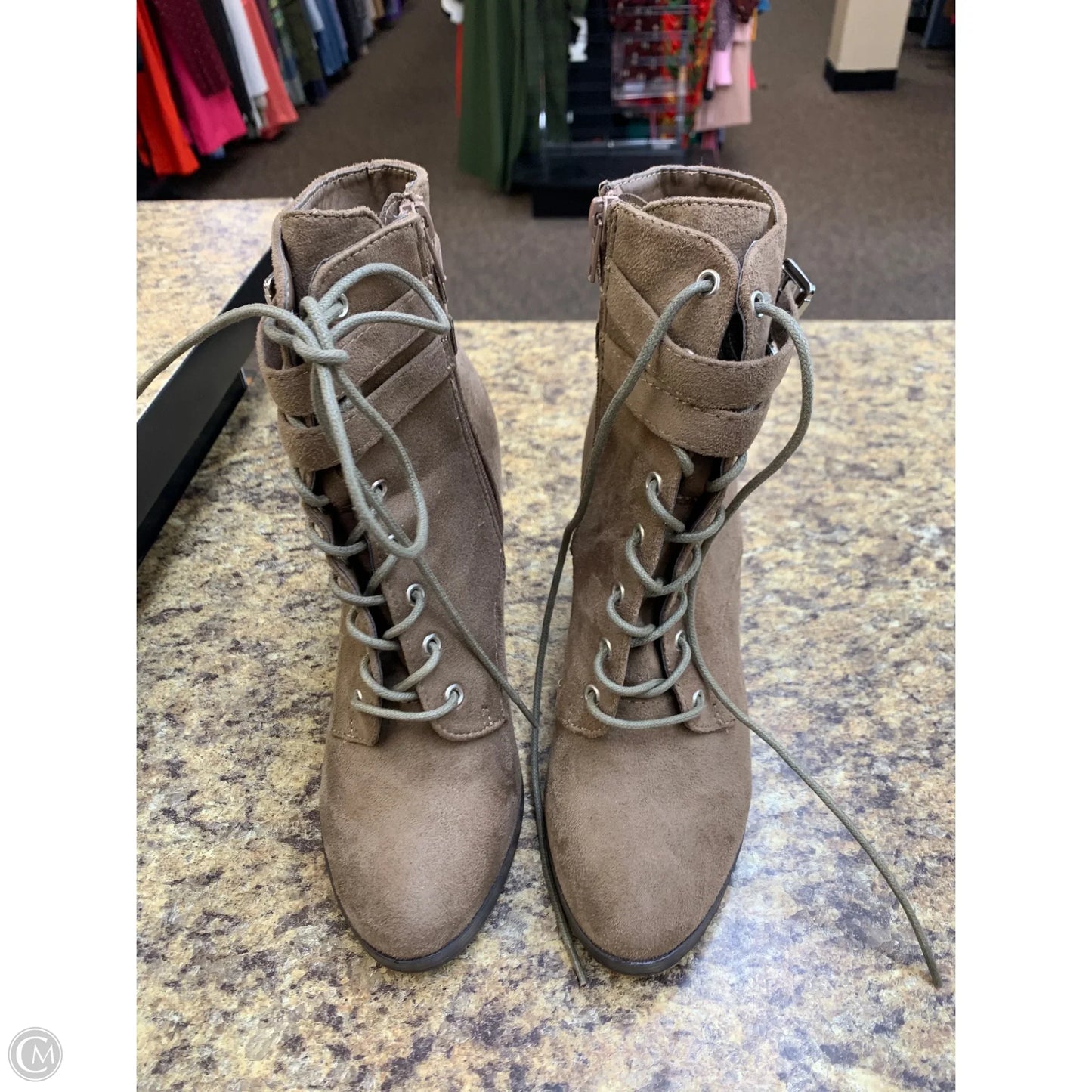 Boots Ankle Heels By Charlotte Russe In Tan, Size: 8