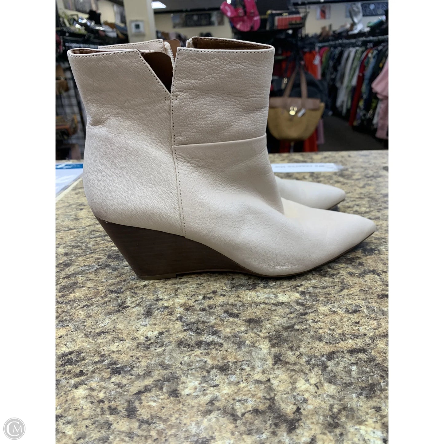 Boots Ankle Heels By Franco Sarto In Cream, Size: 8.5