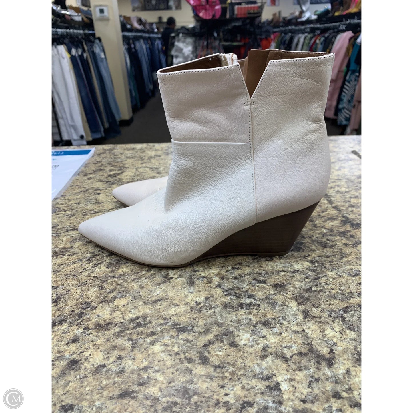 Boots Ankle Heels By Franco Sarto In Cream, Size: 8.5