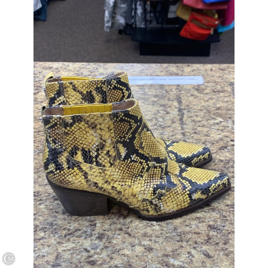 Boots Ankle Heels By Sam Edelman In Black & Yellow, Size: 7.5