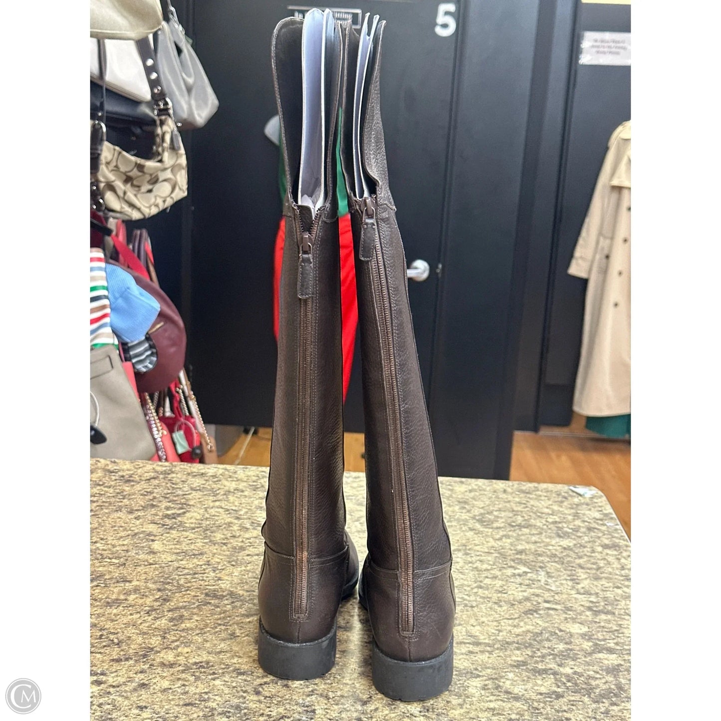 Boots Mid-calf Flats By Cole-haan In Brown, Size: 8