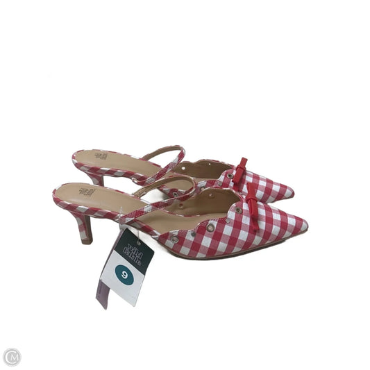 Sandals Heels Kitten By Wild Fable In Red & White, Size: 9