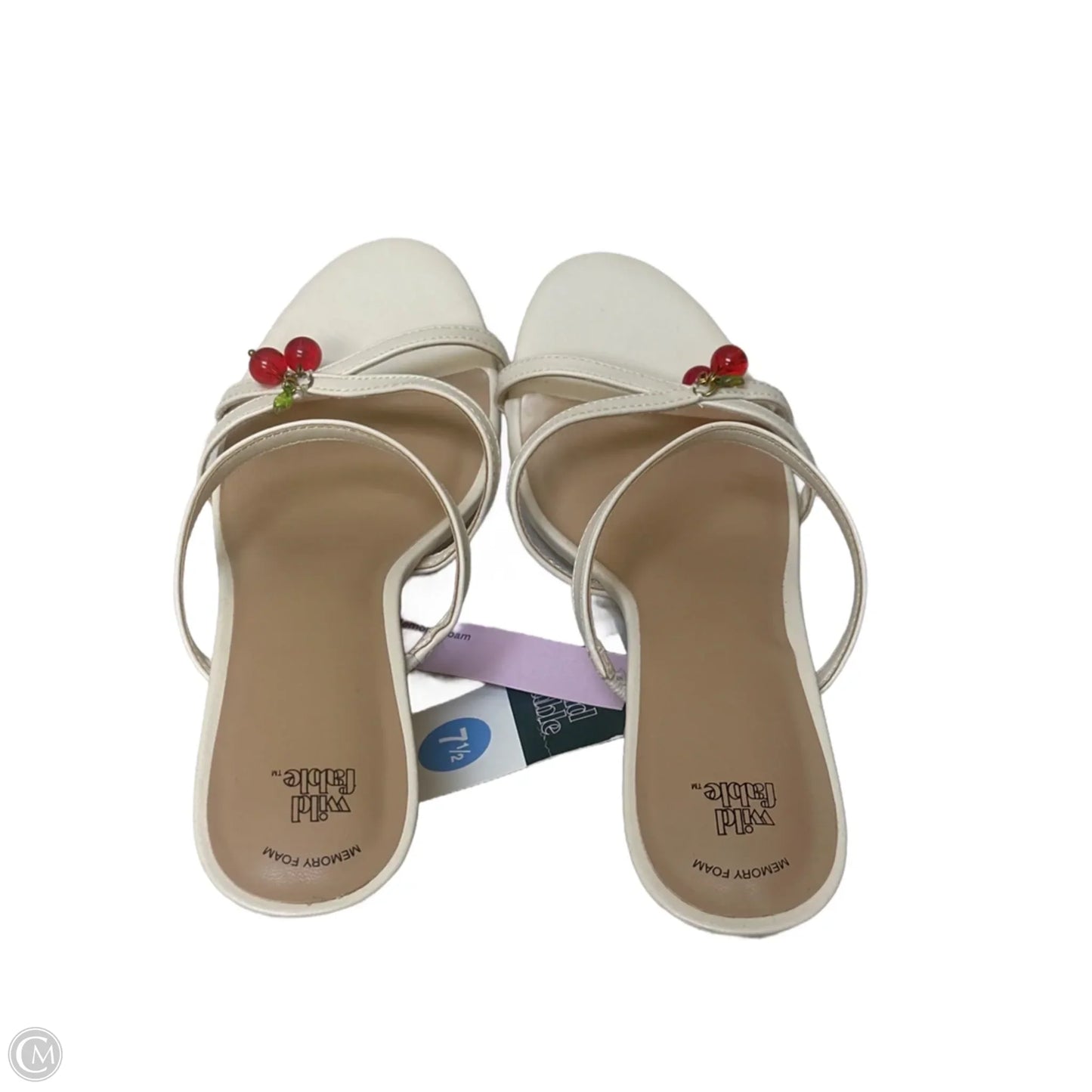 Sandals Heels Kitten By Wild Fable In Cream & Red, Size: 7.5
