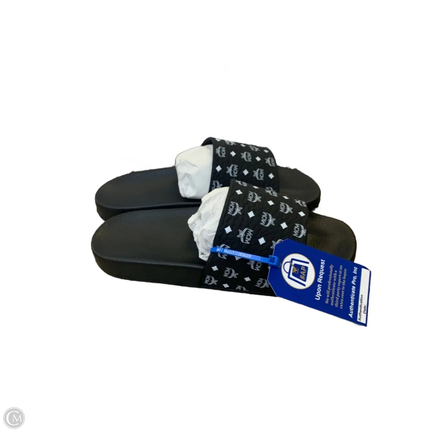 Sandals Luxury Designer By Mcm In Black & White, Size: 10