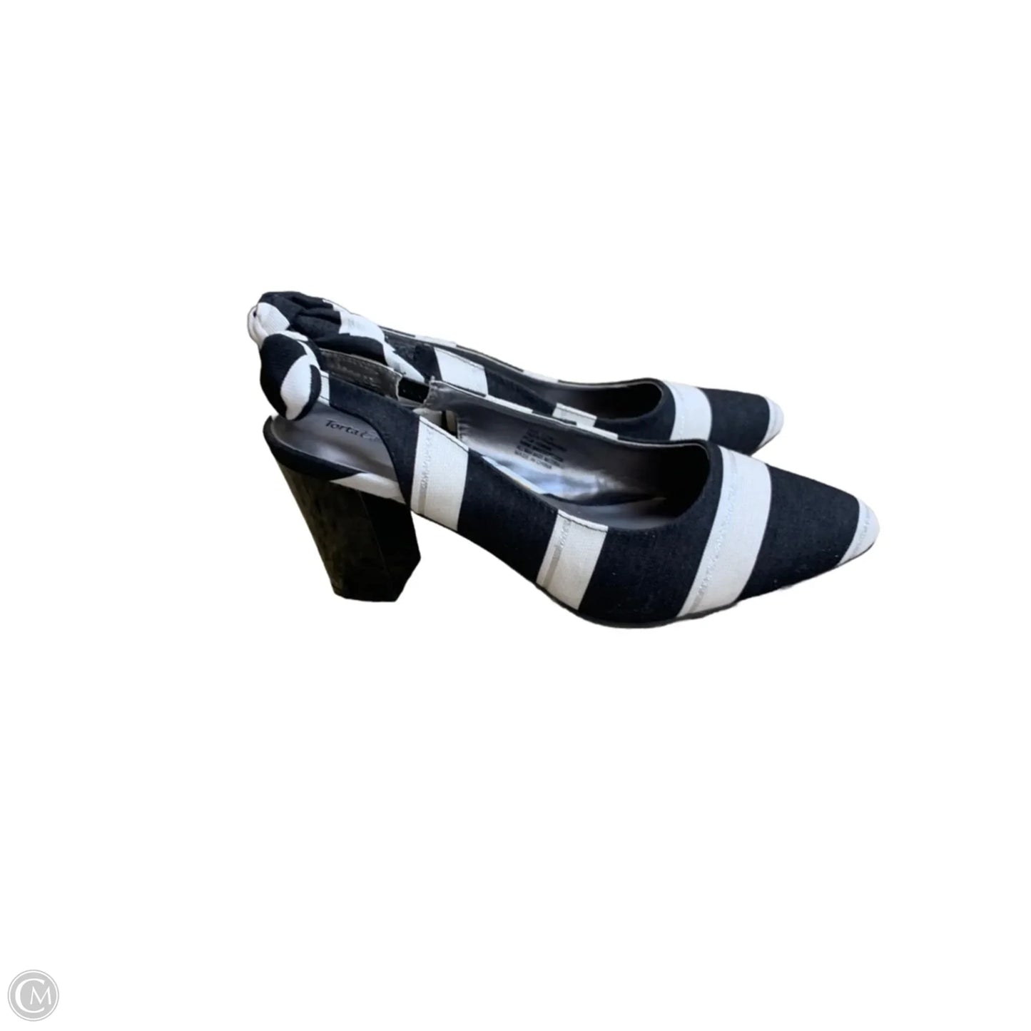 Shoes Heels Kitten By Cme In Black & White, Size: 12
