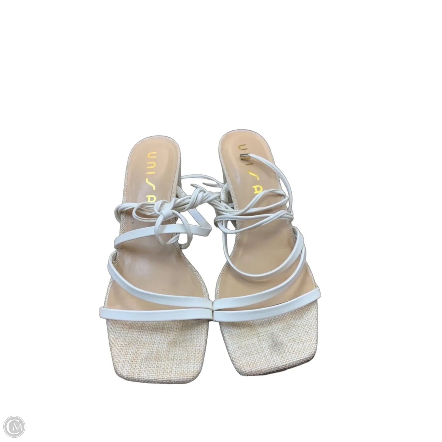 Sandals Heels Block By Unisa In Tan & White, Size: 10