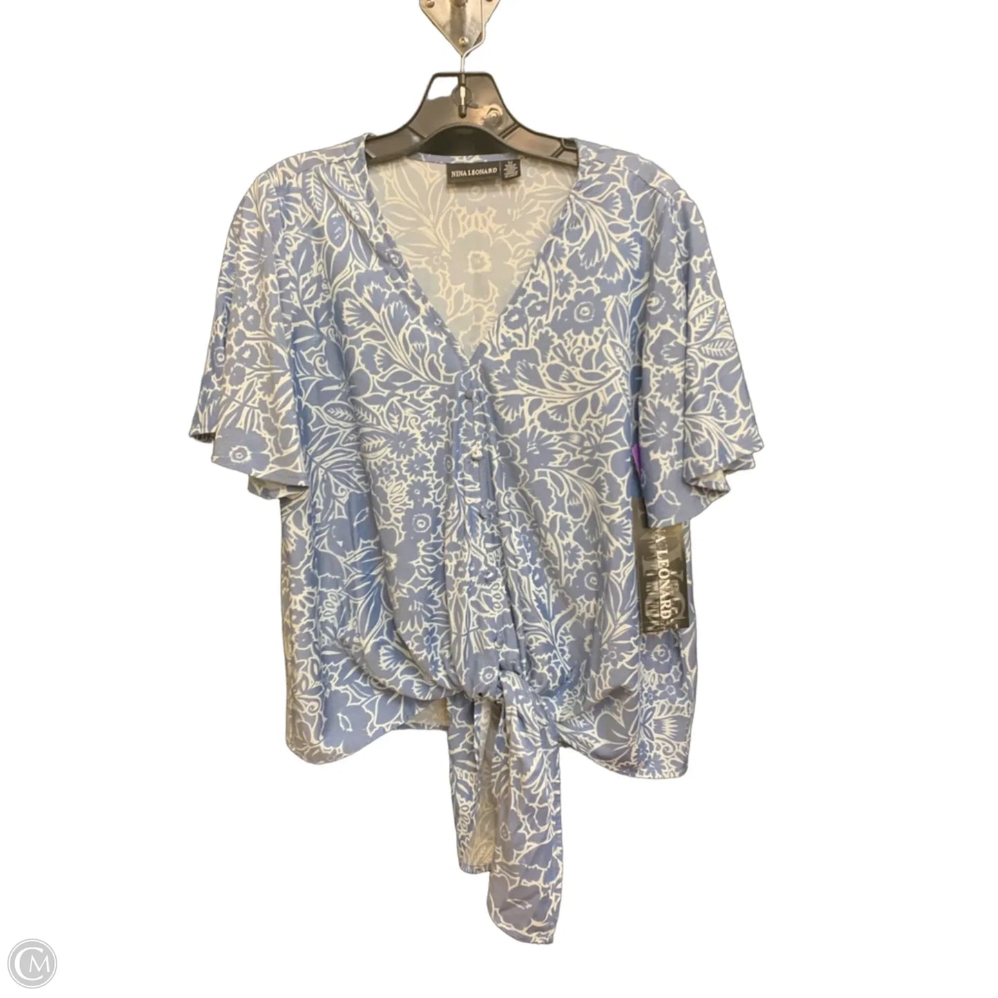 Pants Set 2pc By Nina Leonard In Blue & White, Size: M