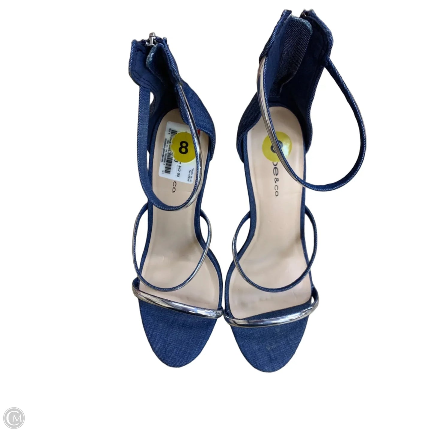 Sandals Heels Stiletto By Bebe In Blue Denim, Size: 8