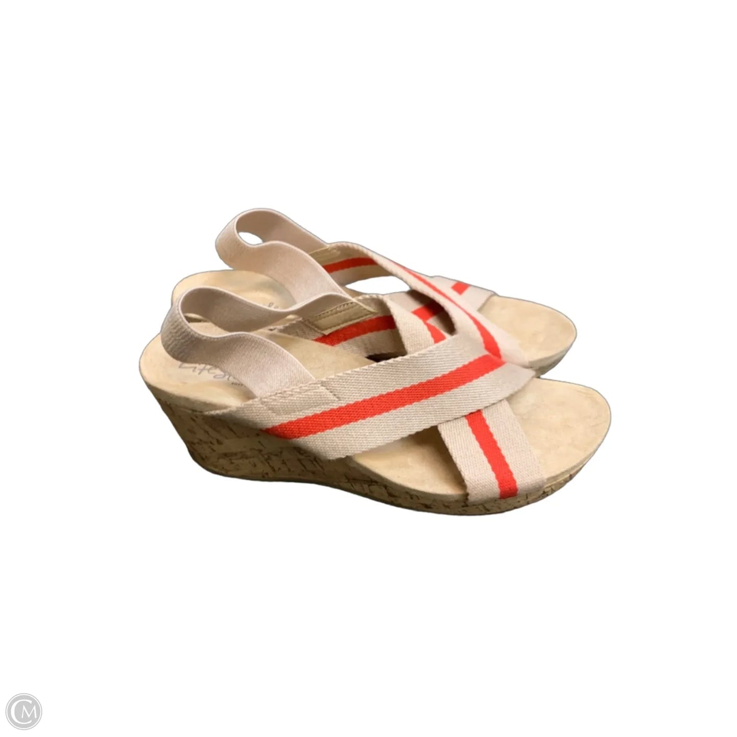 Sandals Heels Wedge By Life Stride In Red & Tan, Size: 11