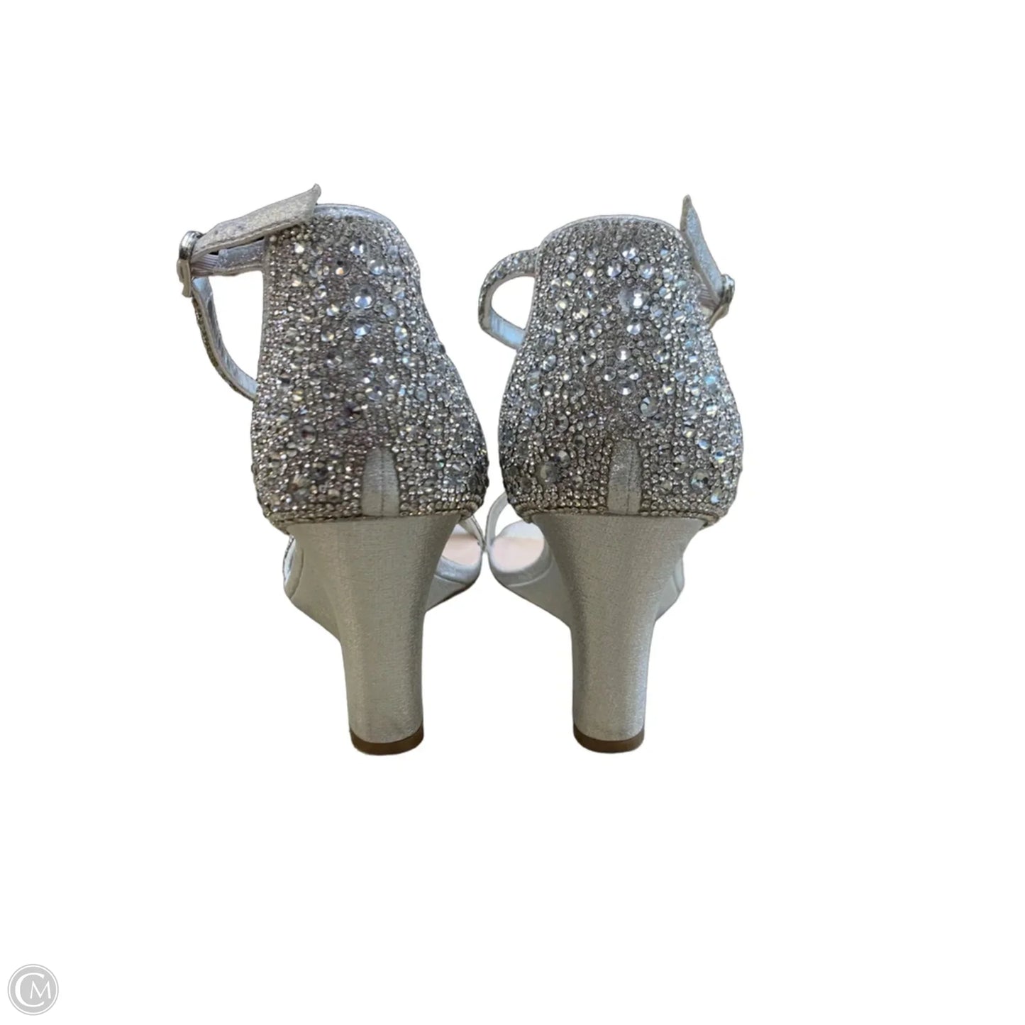 Sandals Heels Wedge By Cmf In Silver, Size: 10