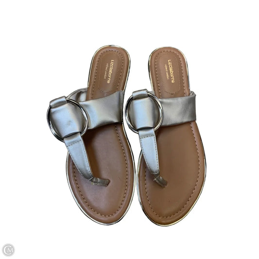 Sandals Flats By Liz Claiborne In Gold, Size: 9.5