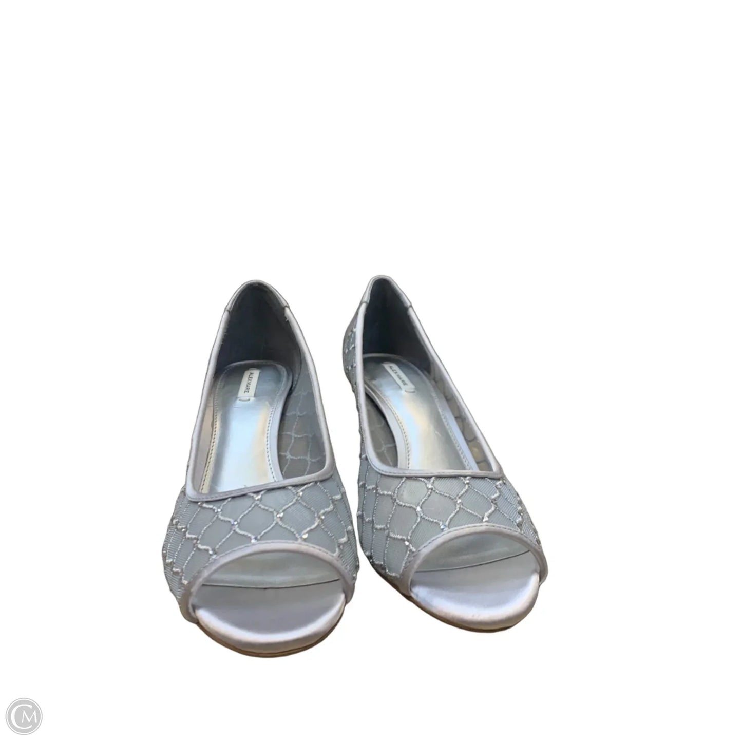 Sandals Heels Kitten By Alex Marie In Silver, Size: 9.5