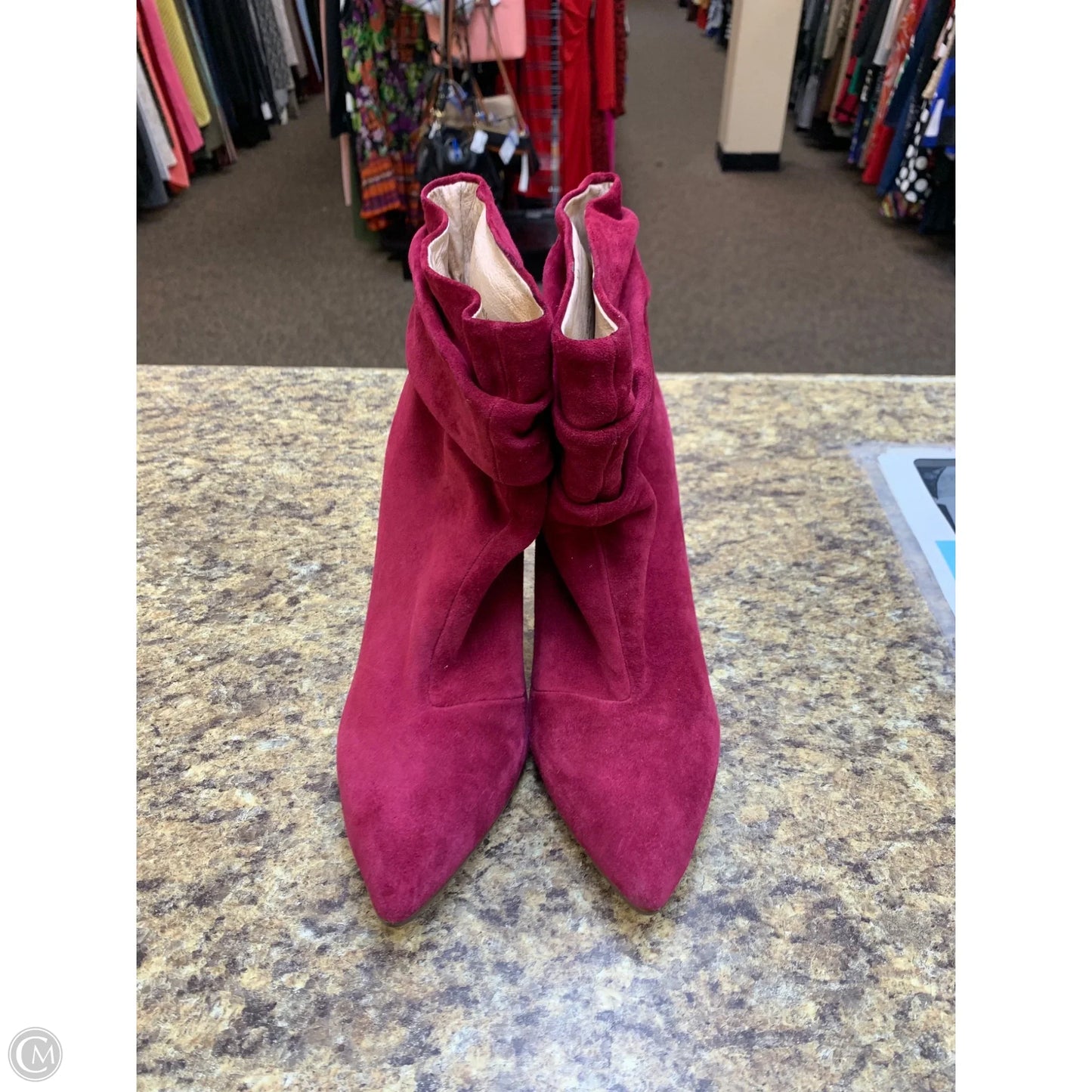 Boots Ankle Heels By Chinese Laundry In Maroon, Size: 9.5