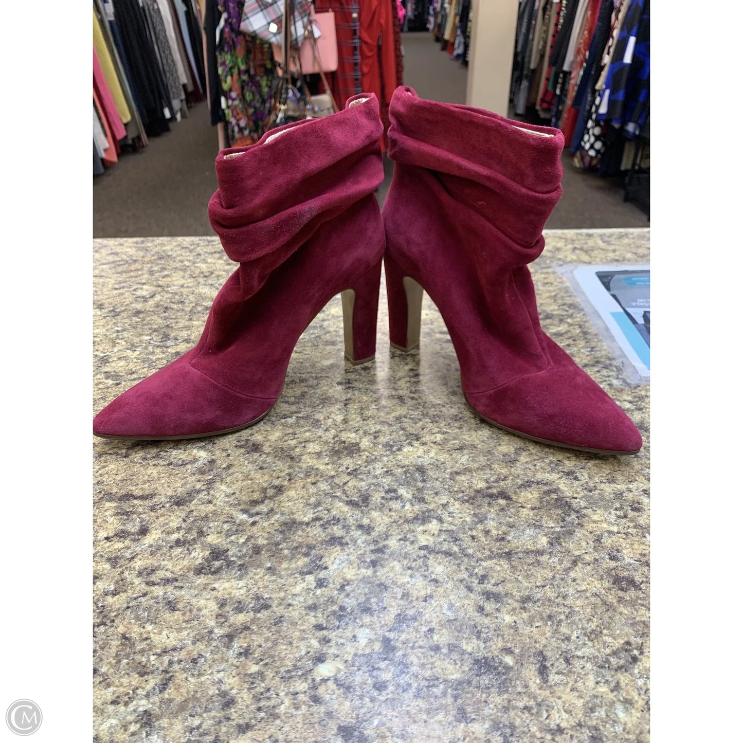 Boots Ankle Heels By Chinese Laundry In Maroon, Size: 9.5