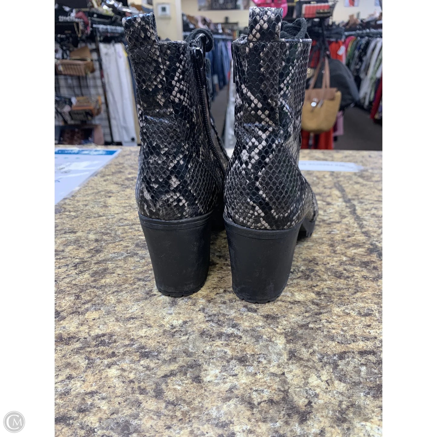 Boots Ankle Heels By Time And Tru In Snakeskin Print, Size: 8