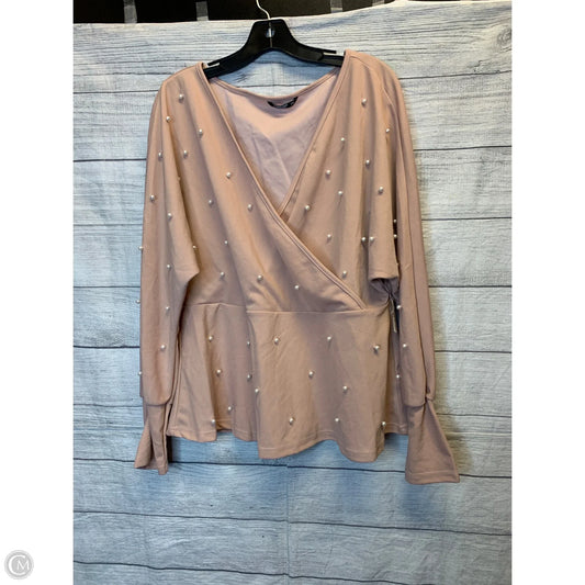 Blouse Long Sleeve By Shein In Pink, Size: 2x